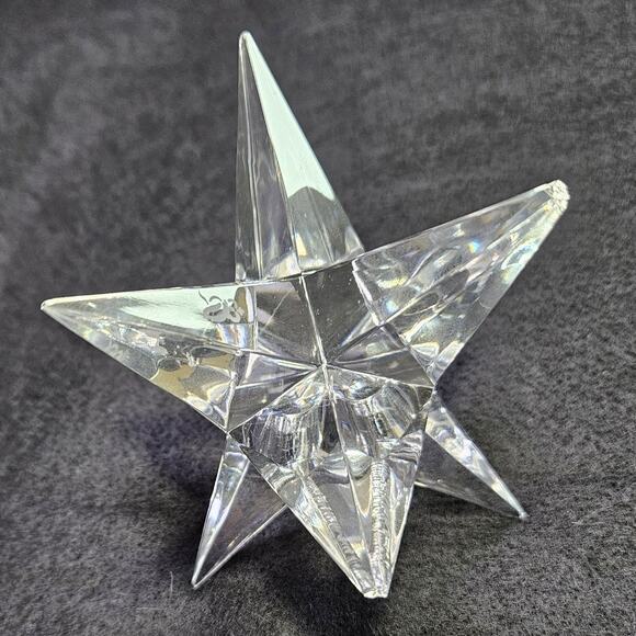 VTG Rosenthal Crystal Star Candlestick Set (3) 90s Candle Holder MCM Heavy Glass - Picture 11 of 16